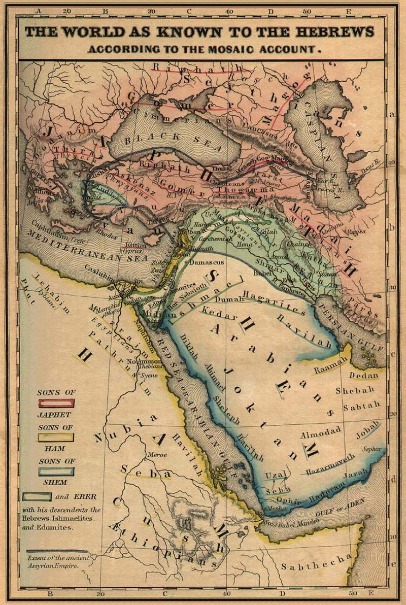 Noahs Three Sons lands promised to them by Yahuah.